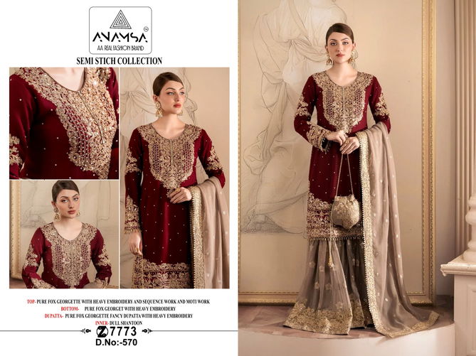 Anamsa 570 Georgette Embroidery Pakistani Suit Wholesalers In Delhi